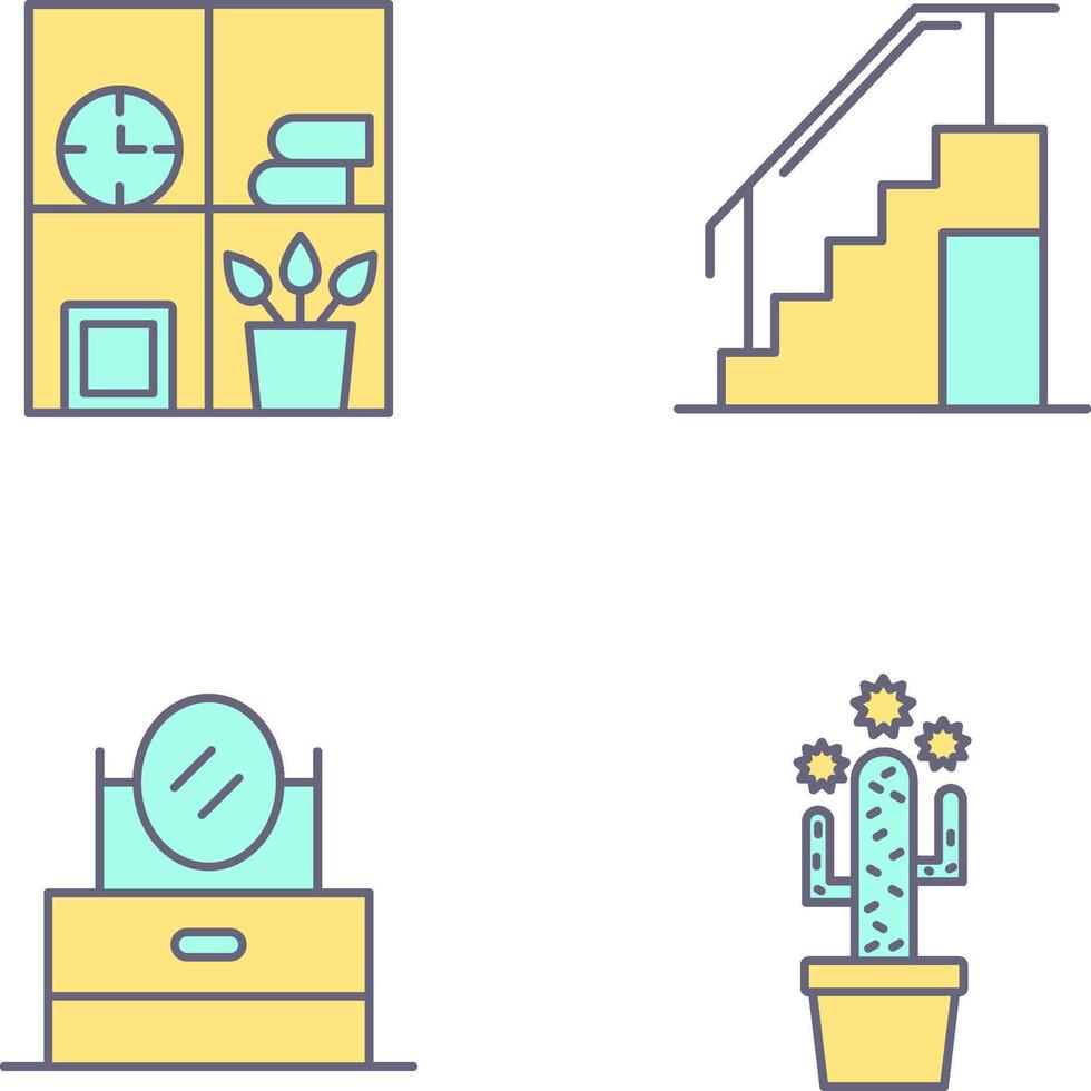 Bookshelf and Stairs Icon vector