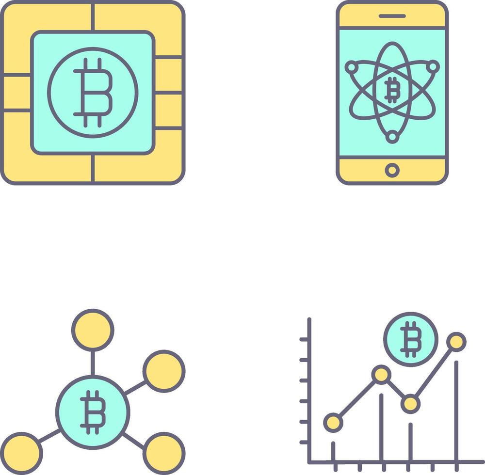 Bitcoin Chip and Mobile Icon vector