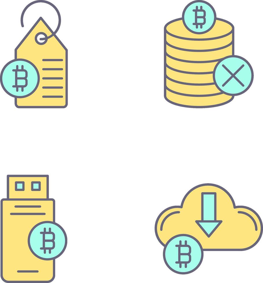 no aceptado y bitcoin etiqueta etiqueta icono vector