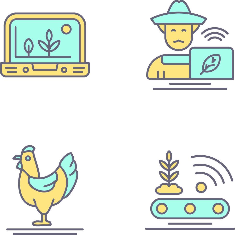 Smart Farm and Farmer Icon vector