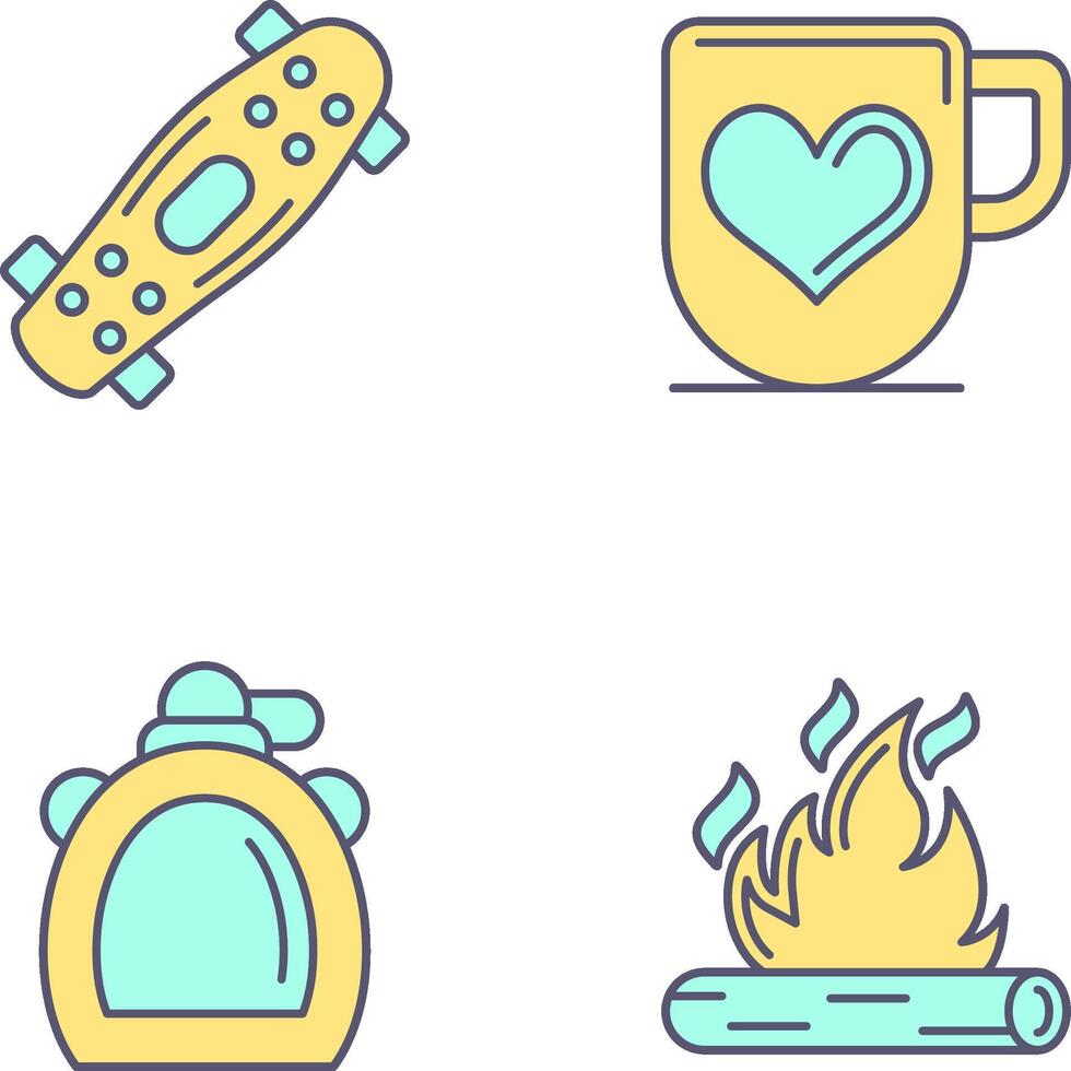 Skateboard and Mug Icon vector
