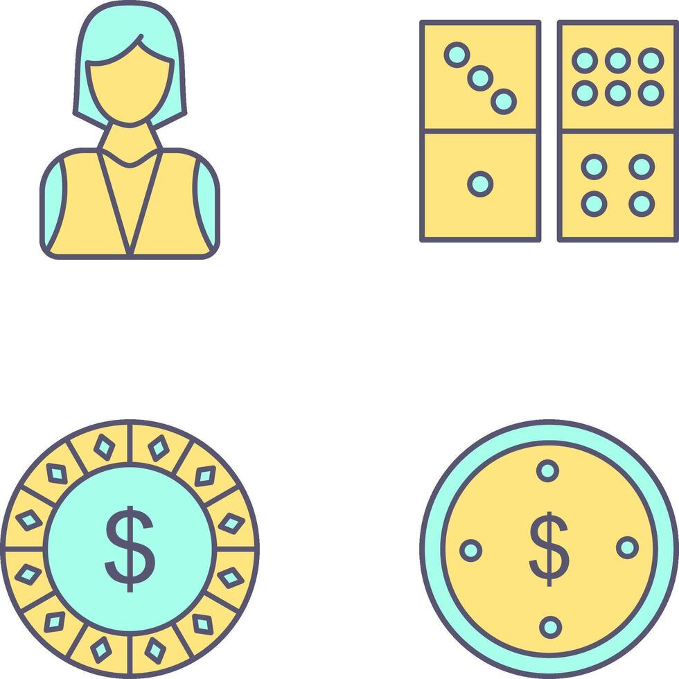 elegant lady and domino game Icon vector