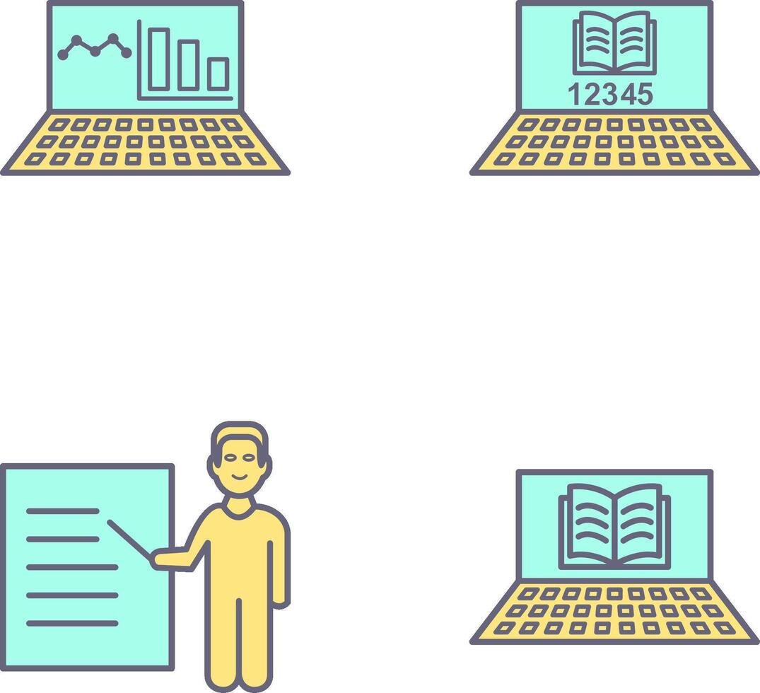 Online Stats and Online Study Icon vector