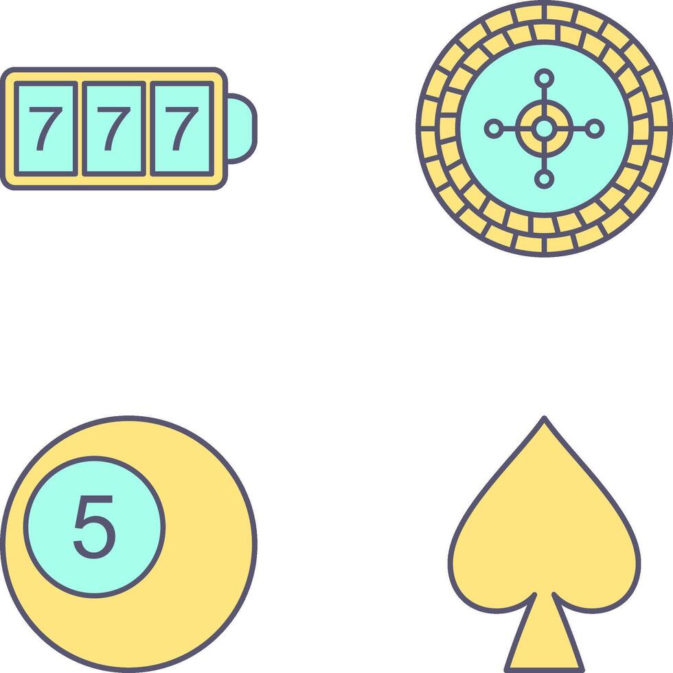slot machine with sevens and roulette Icon vector