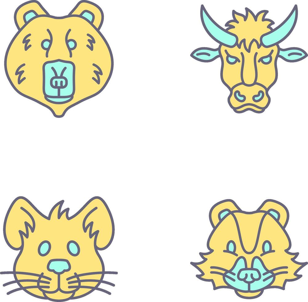 Polar Bear and Bison Icon vector