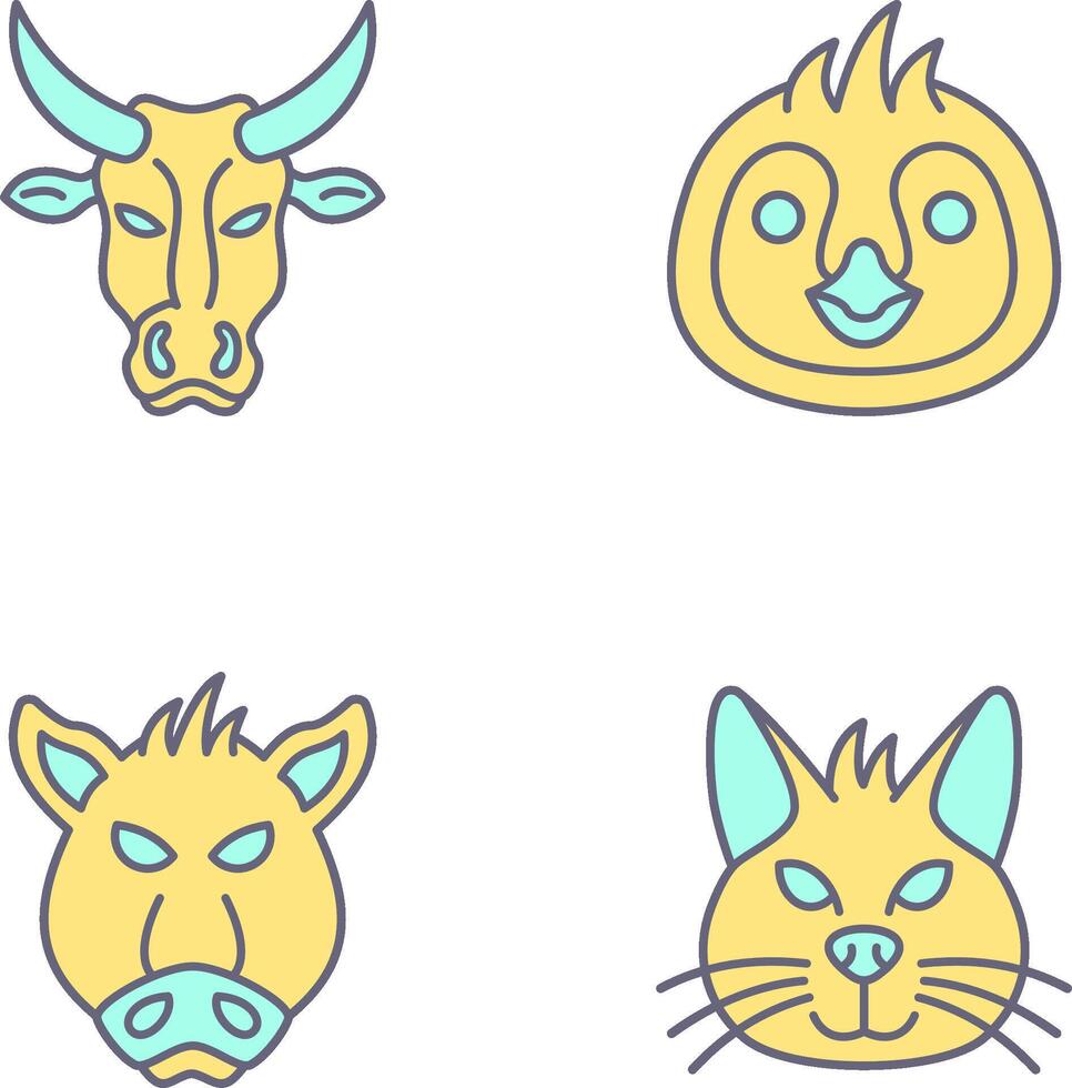 Cow and Penguin Icon vector