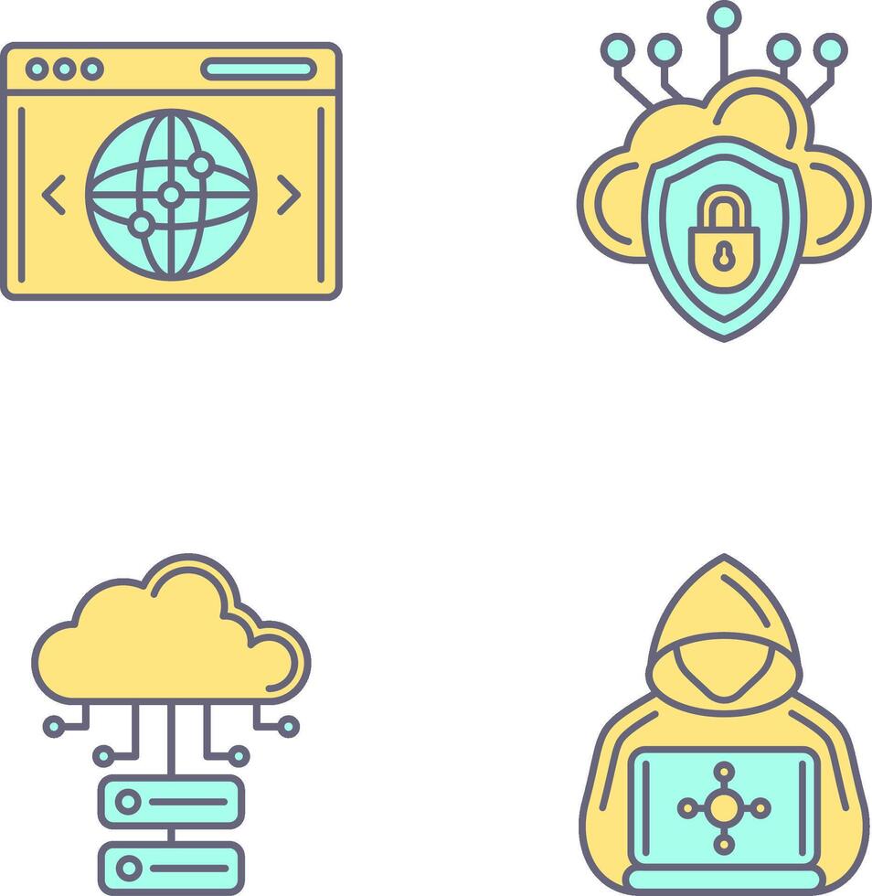 Cloud Security and Website Icon vector