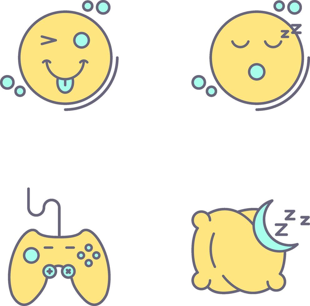 Tongue Out and Sleep Icon vector