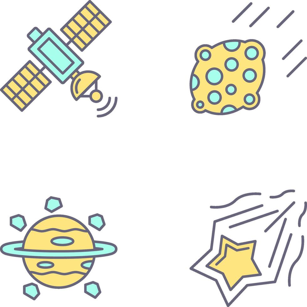 satelite and asteroid Icon vector