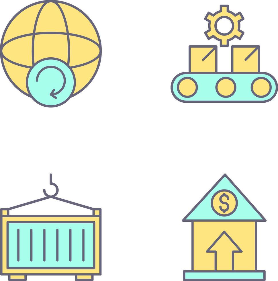 Earth and Conveyor Belt Icon vector