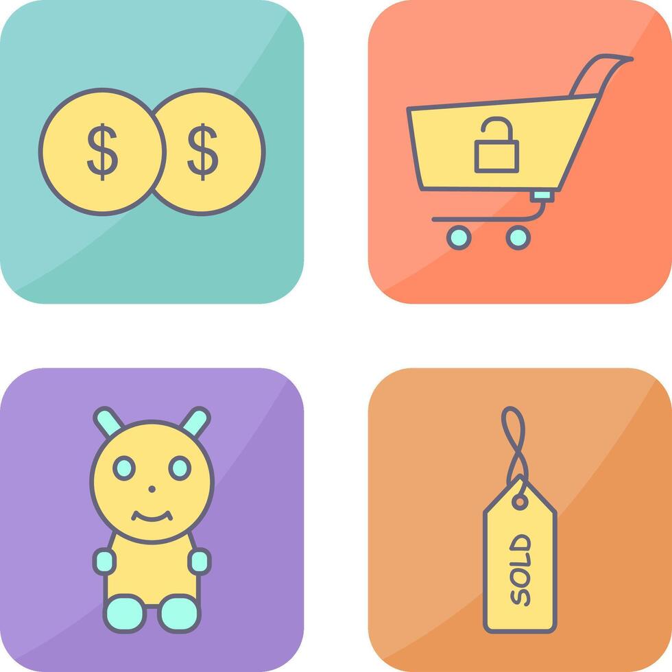 coins and unlock cart Icon vector