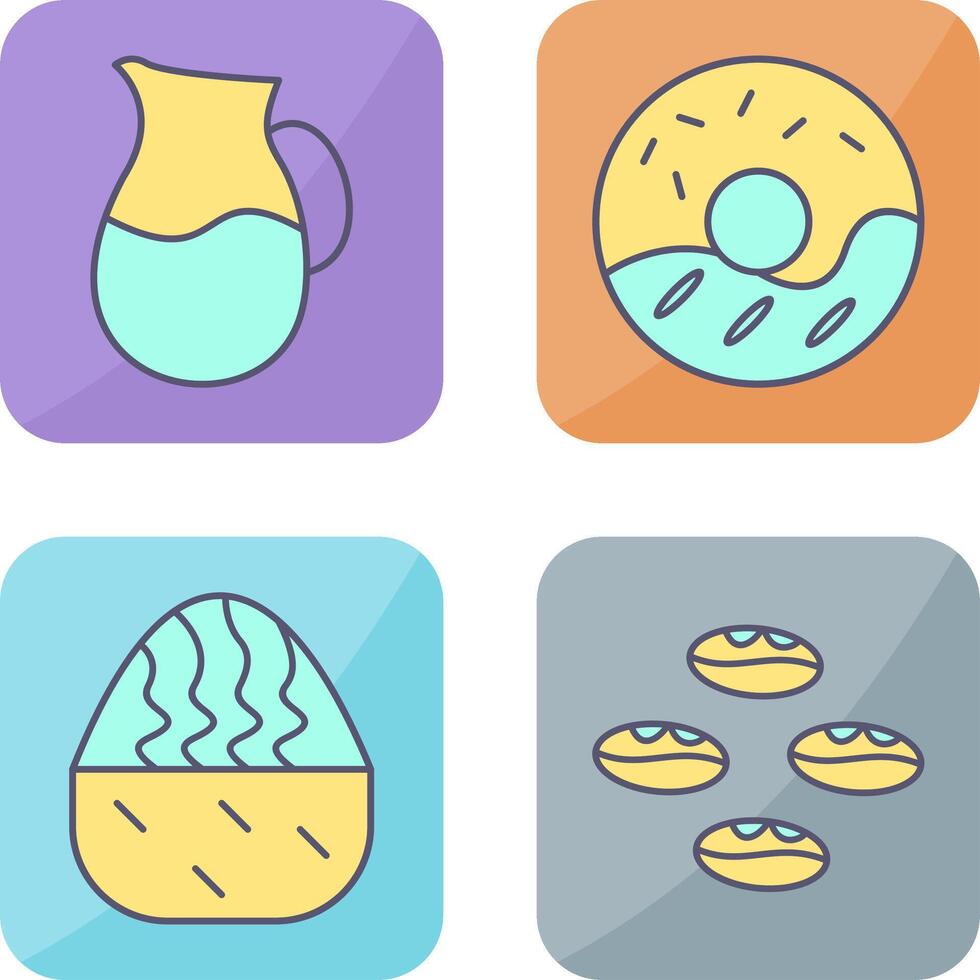 milk jug and cream doughnut Icon vector