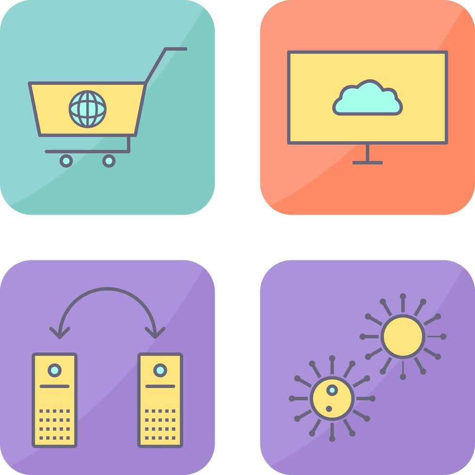 global shopping and cloud sysytem Icon vector