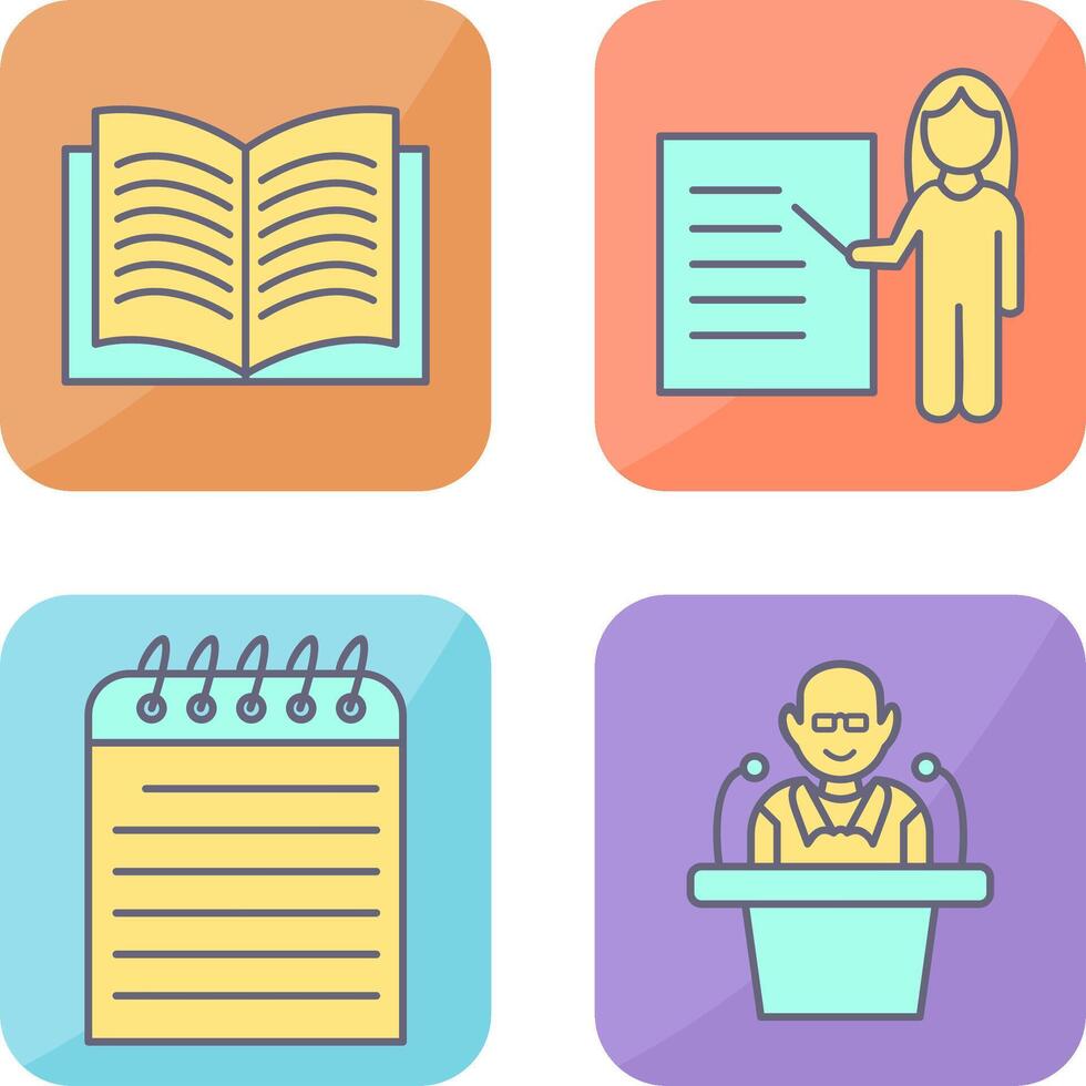 Textbook and Female Presenter Icon vector