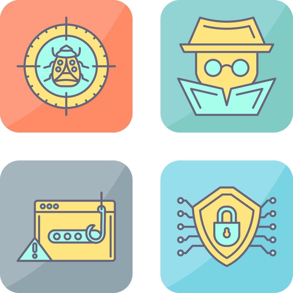 Bug Target and Hacker Icon vector