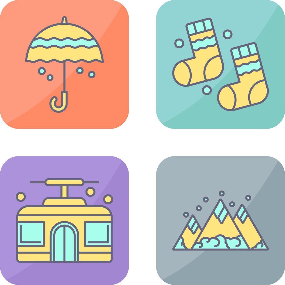 Umbrella and Winter Socks Icon vector