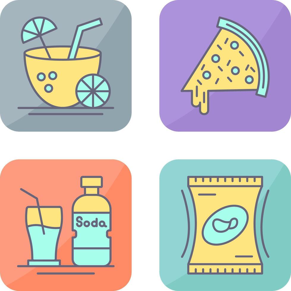 Pizza Slice and Coconut Drink Icon vector