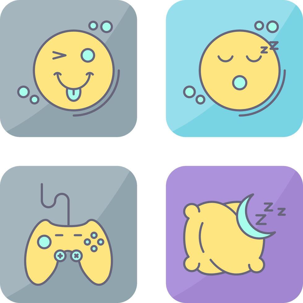 Tongue Out and Sleep Icon vector