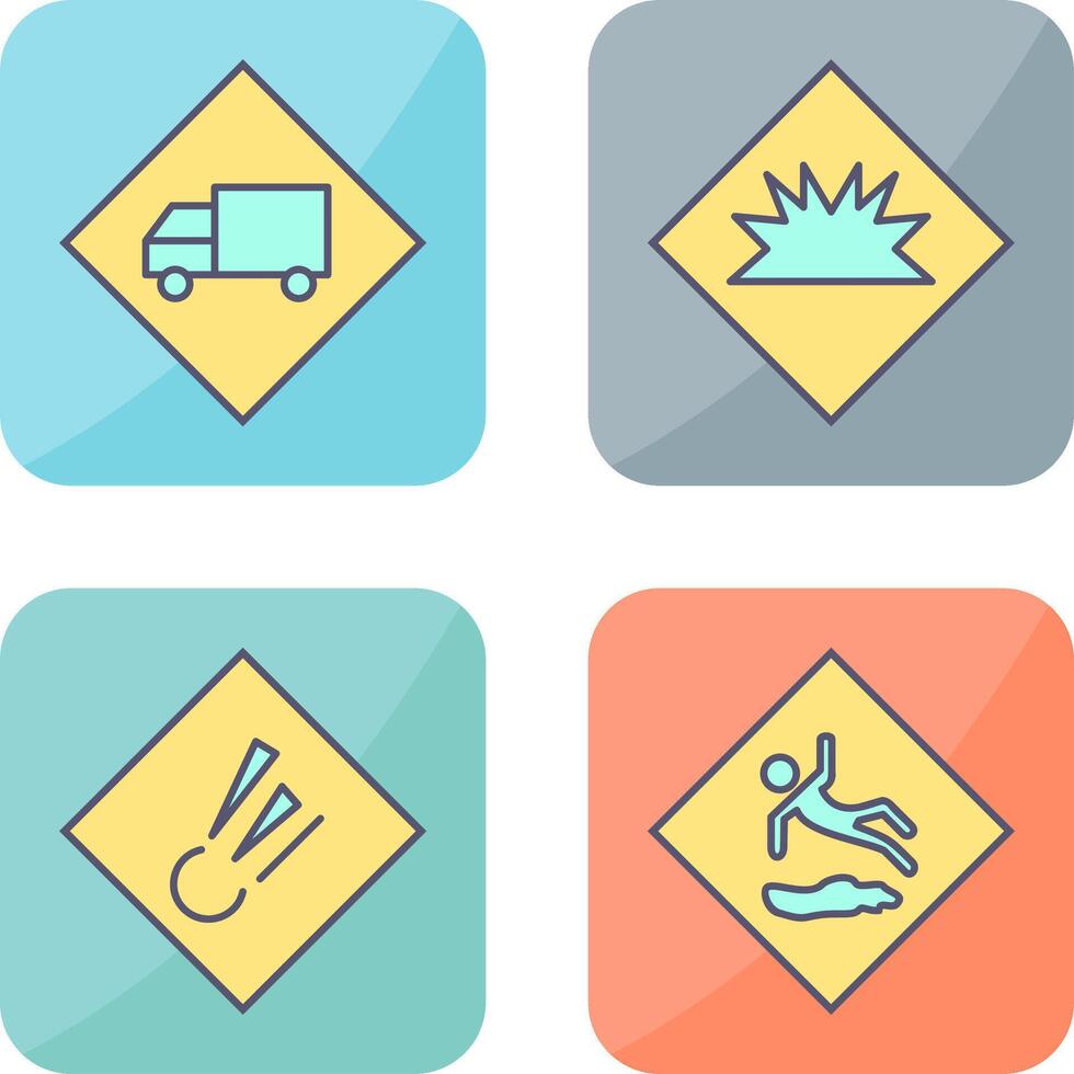 dangerous vehicle and danger of welding Icon vector