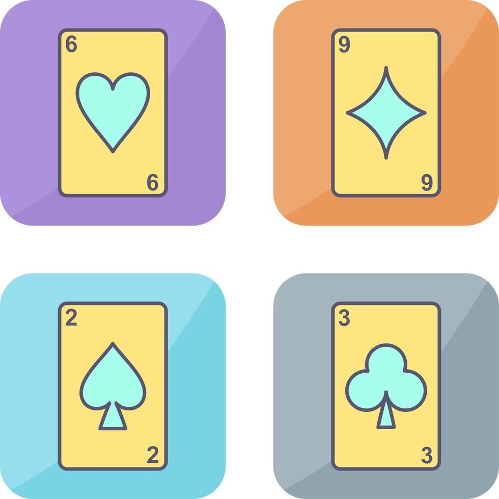 heart cards and diamonds card Icon vector