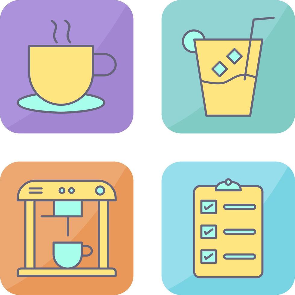 hot coffee and whiskey sour Icon vector