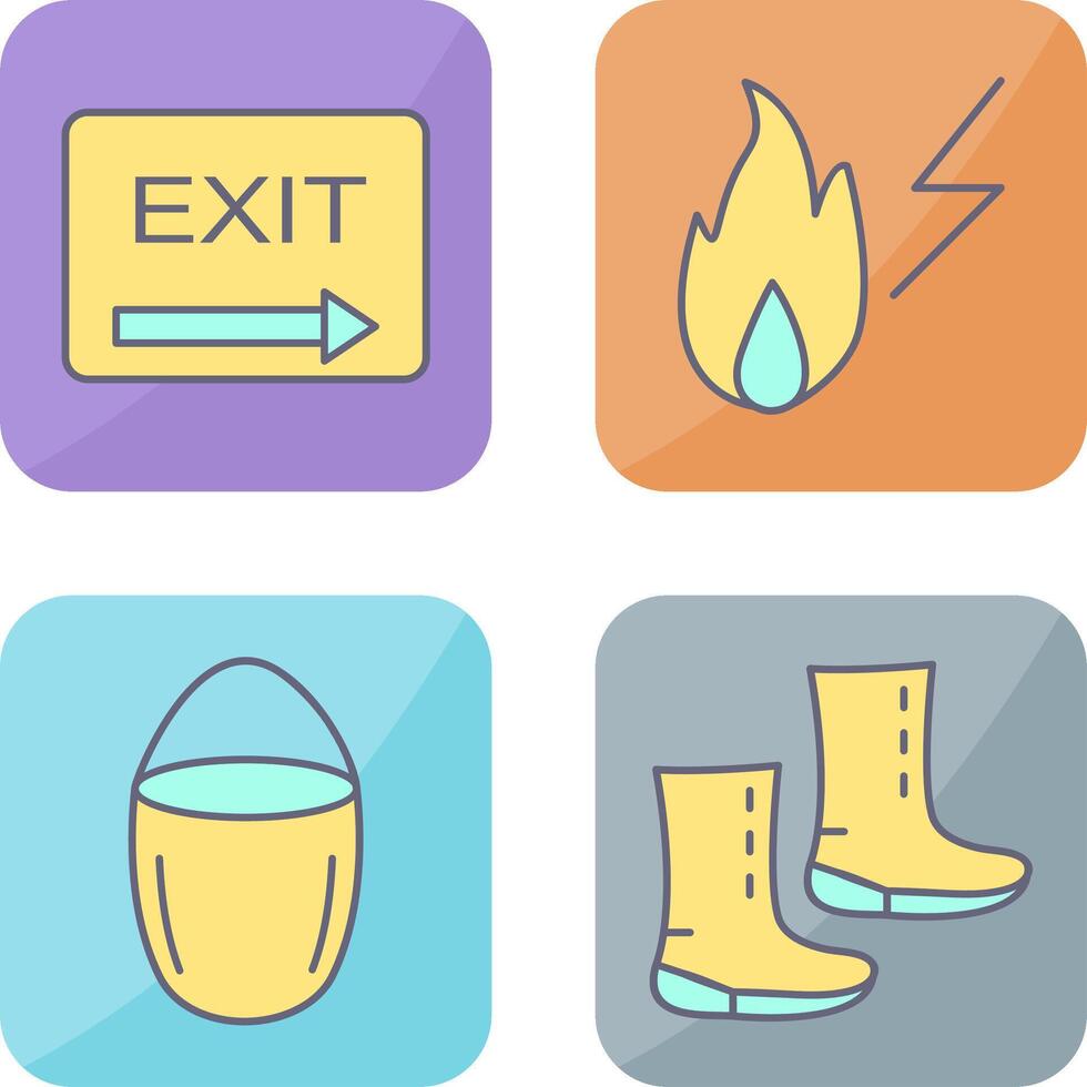 exit and electricity fire Icon vector