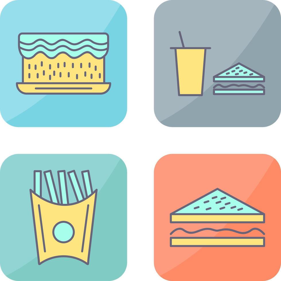 cream cake and lunch bistro Icon vector