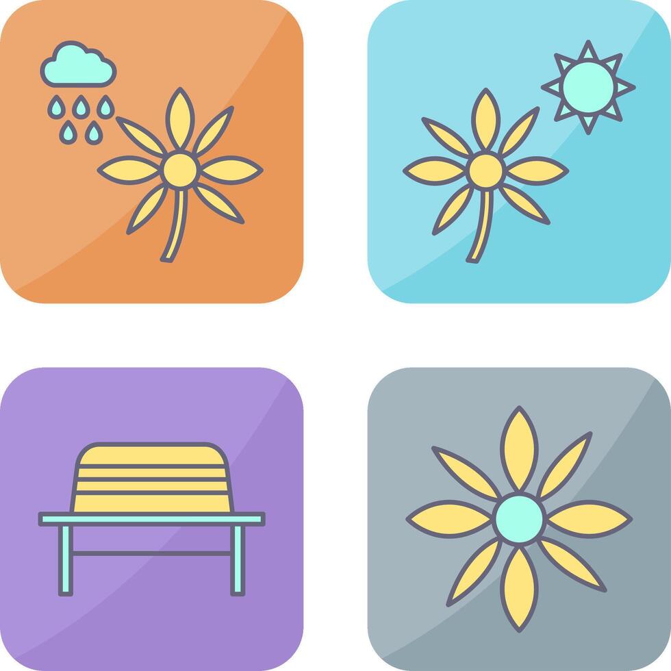 Flower with rain and Flower Icon vector