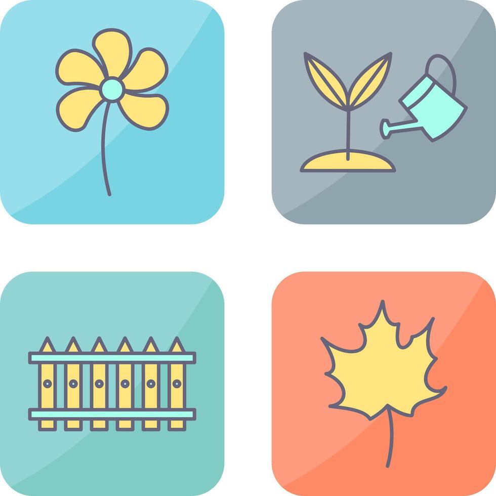 Small flowers and Growing Plant Icon vector