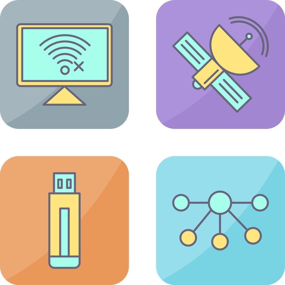 Disconnected Network and Satellite Icon vector
