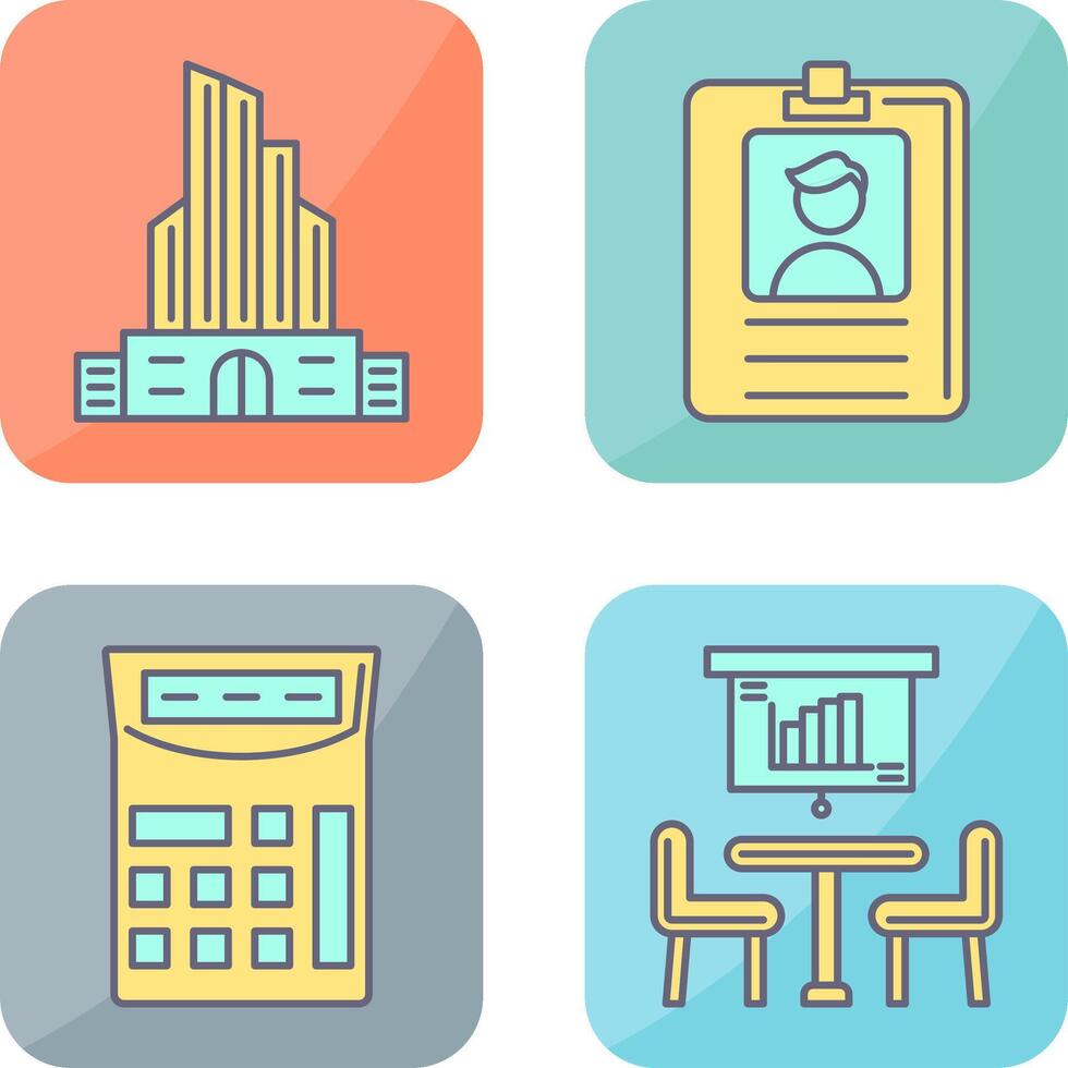 Id Card and Office Building Icon vector