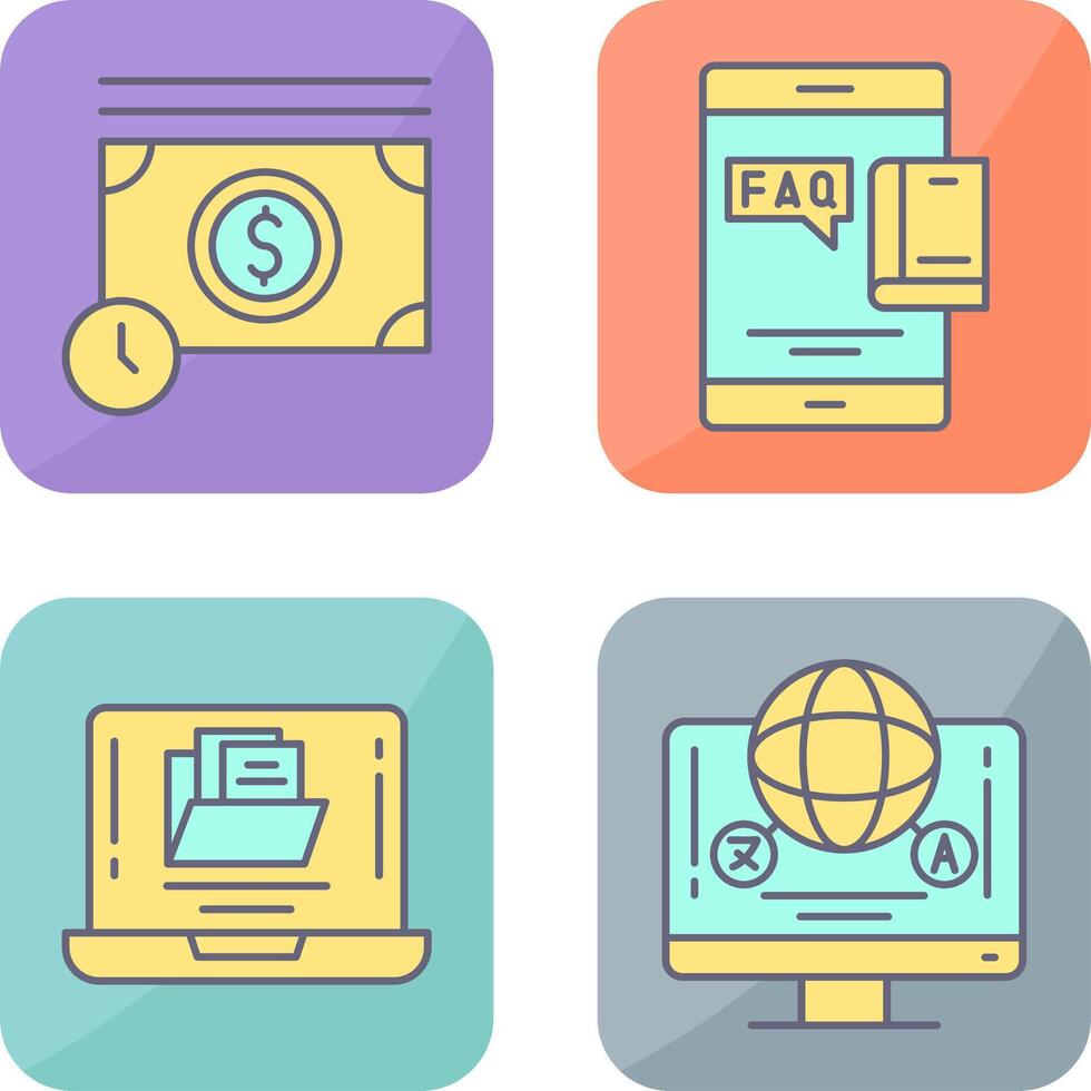 Time is Mony and Faq Icon vector