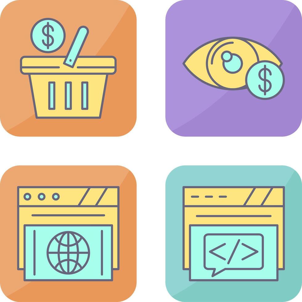 compras cesta y ojo icono vector