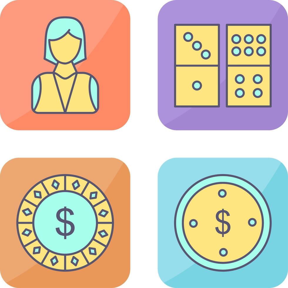 elegant lady and domino game Icon vector