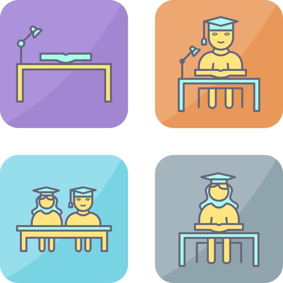 study desk and studying on desk Icon vector