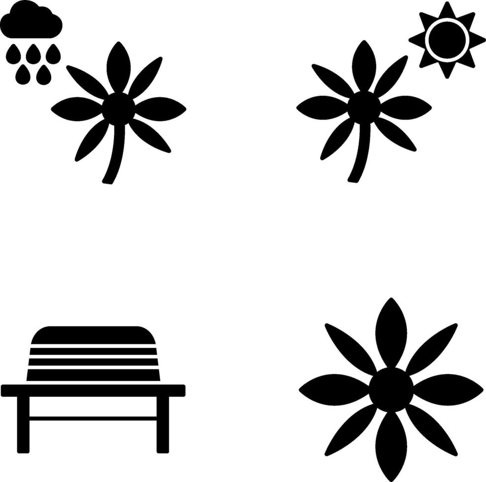 Flower with rain and Flower Icon vector