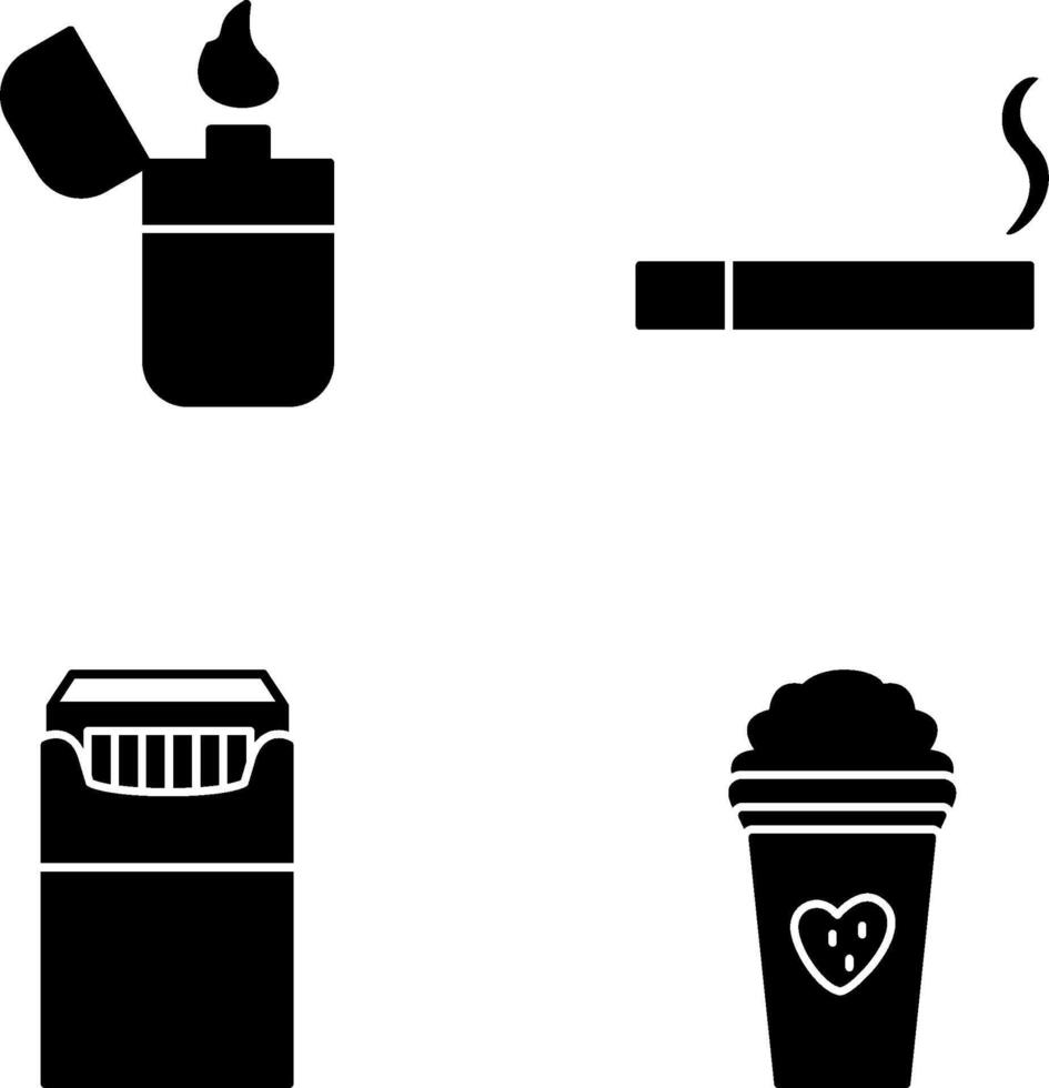 lighter and lit cigarette Icon vector