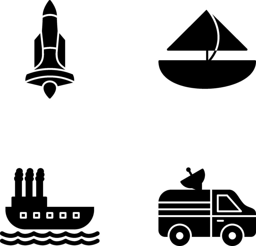 Rocket and Small Yacht Icon vector