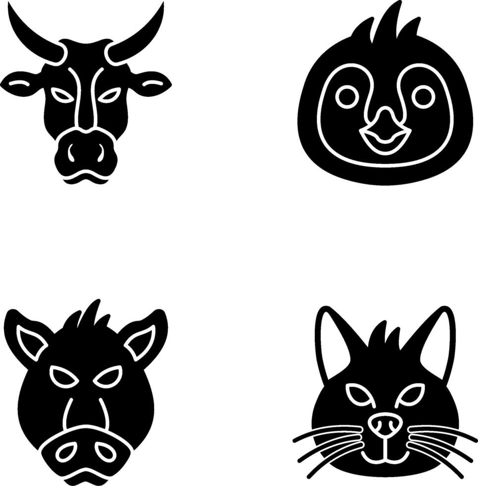 Cow and Penguin Icon vector