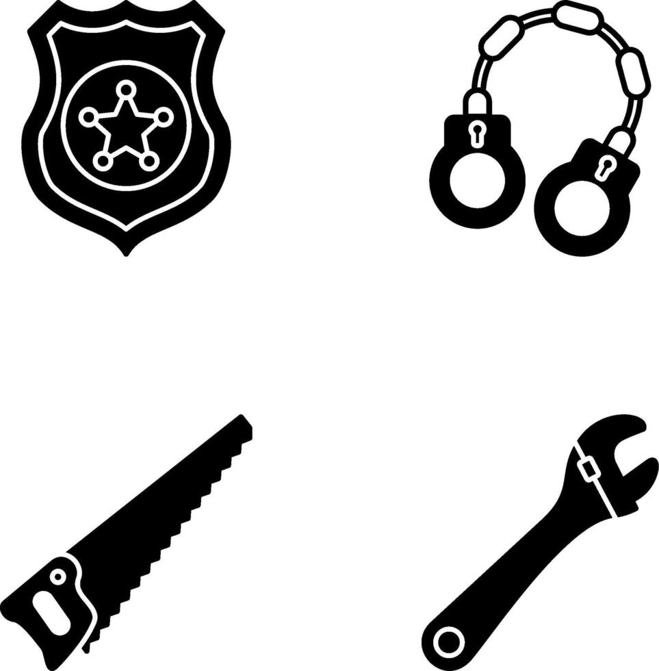 Police shield and Handcuff Icon vector