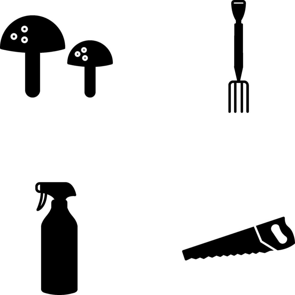 hongos y jardinería tenedor icono vector