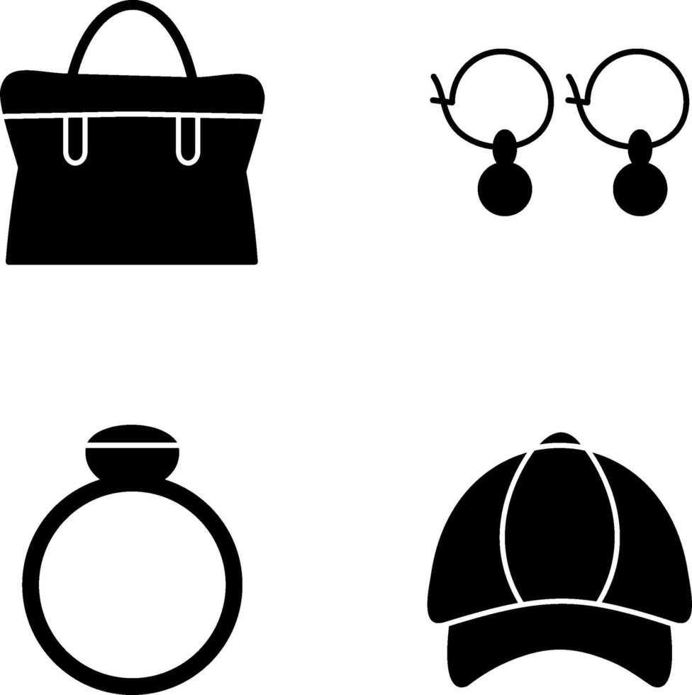 bolso y pendientes icono vector