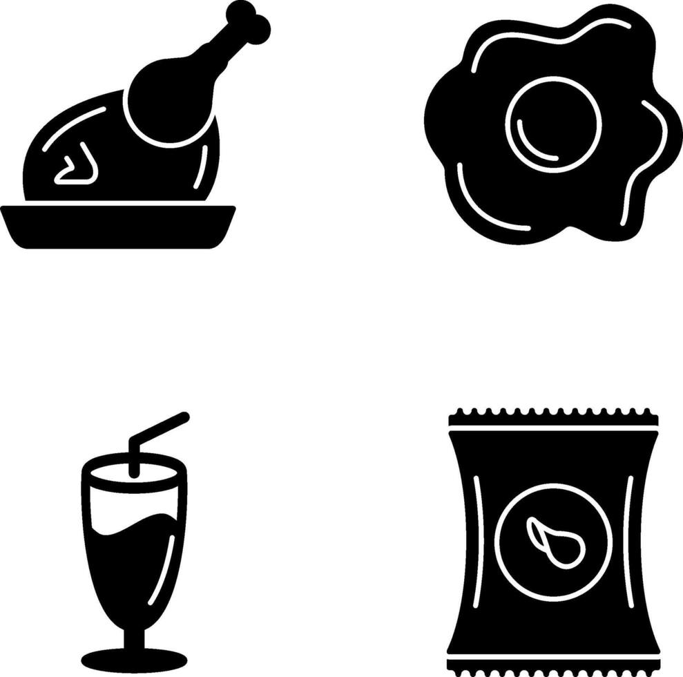 Chicken leg and Fried egg Icon vector