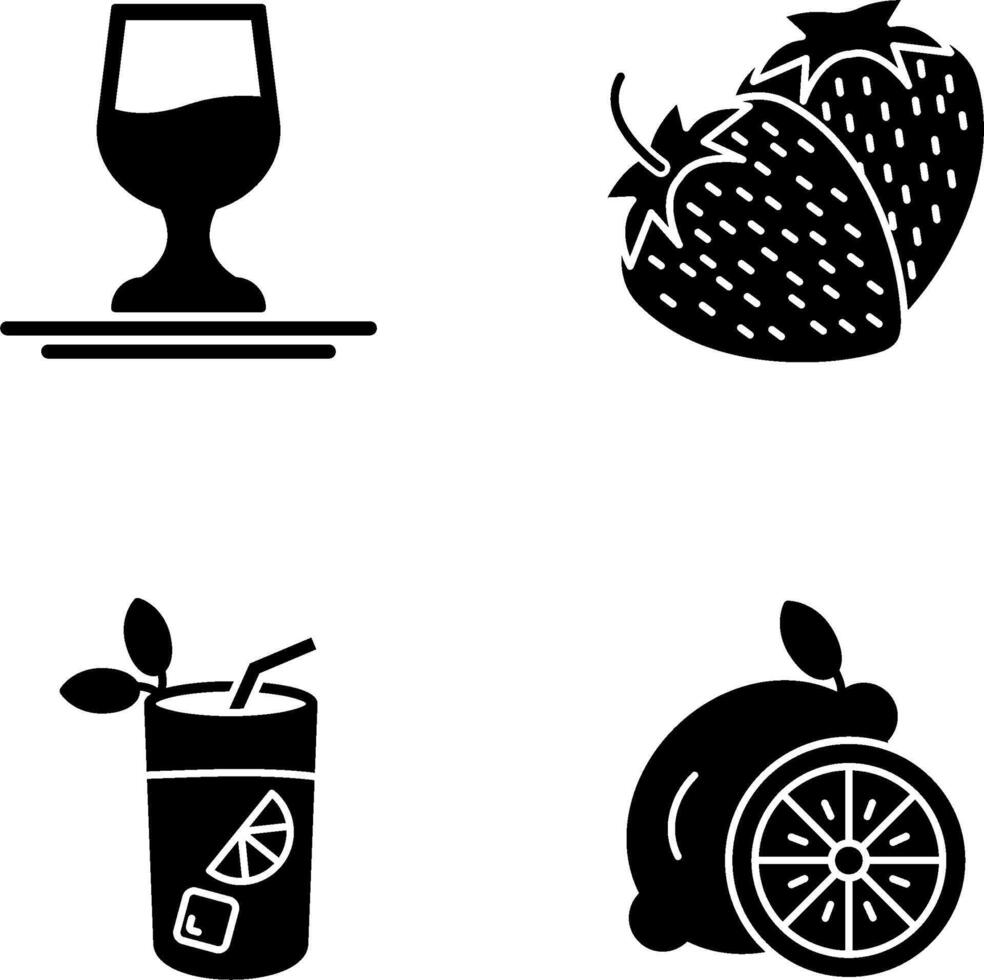 Wine and Strawberry Icon vector