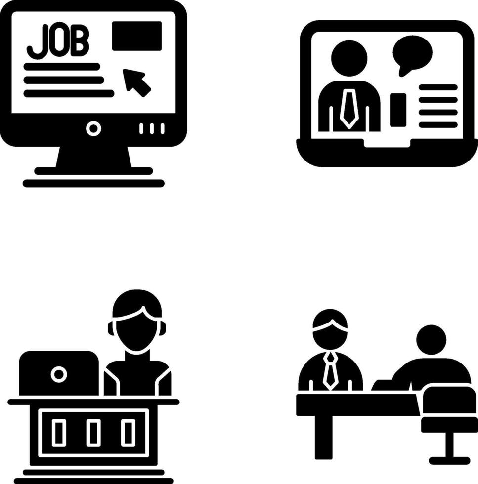 Online Job and Online Job Interview Icon vector