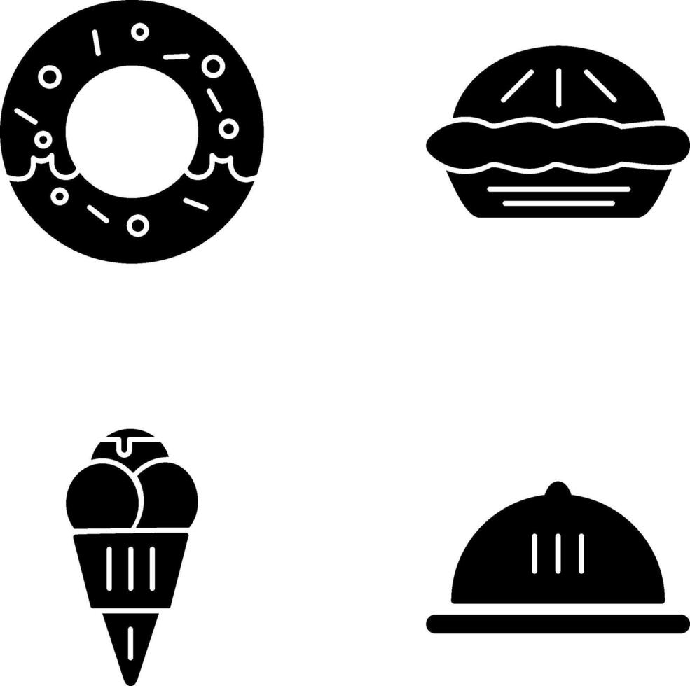 rosquilla y tarta icono vector