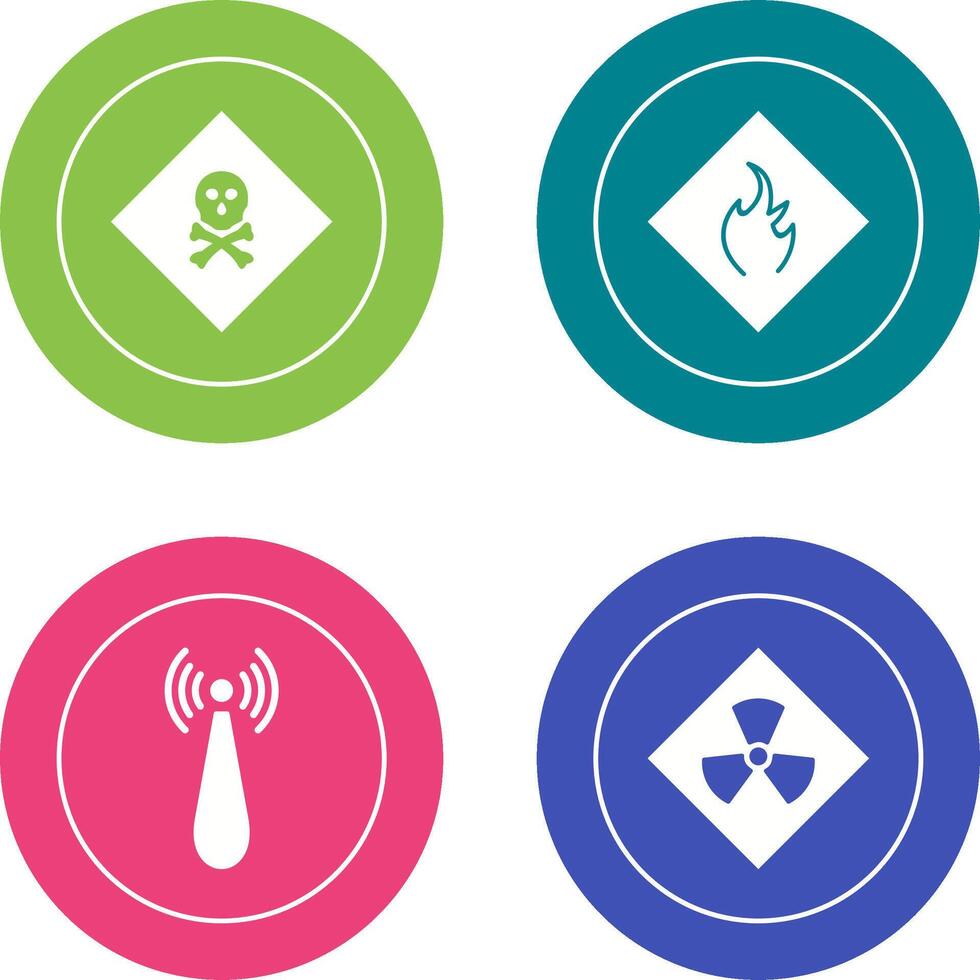 poisonous gas and Danger of flame Icon vector