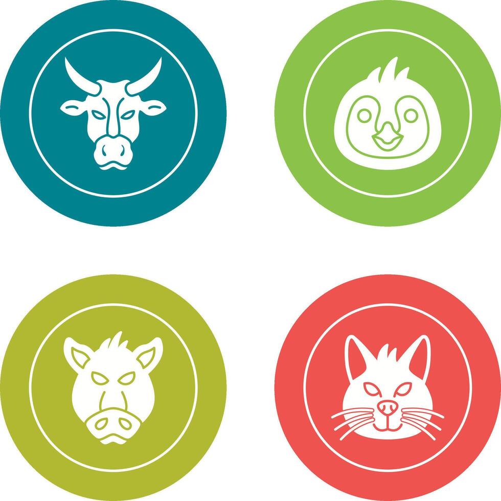 Cow and Penguin Icon vector