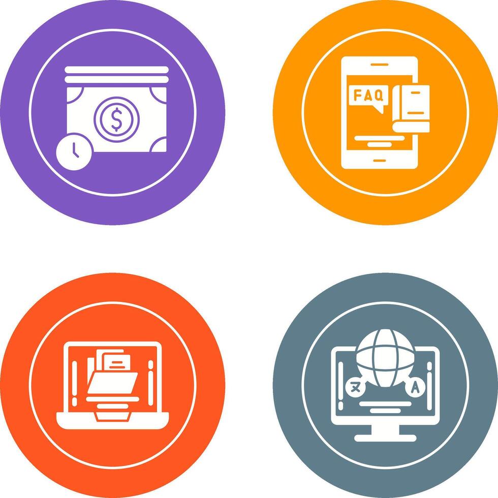 Time is Mony and Faq Icon vector