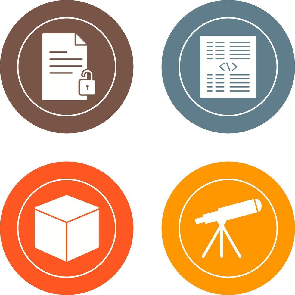 unlock document and piece of code Icon vector